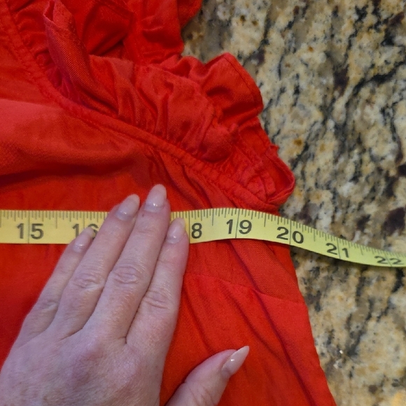 Marie Oliver Top Ruffle Neck Sleeveless Silk Cotton Blend Blouse Red Women Small - Picture 9 of 9